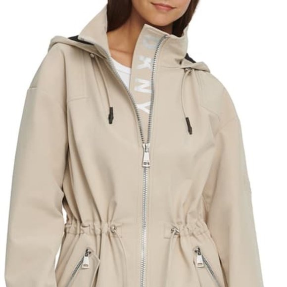 New Dkny Hooded Mesh Back Anorak Jacket 